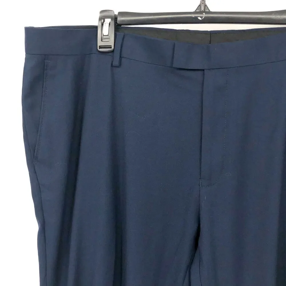 SOUL OF LONDON Men's Flat Front Stretch Dress Pants Size 43R Navy Blue NWOT_5